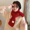 New All-match Soft Arctic Velvet Scarf for Female Students in Winter Thickened Red Warm Knitted Couple Scarf