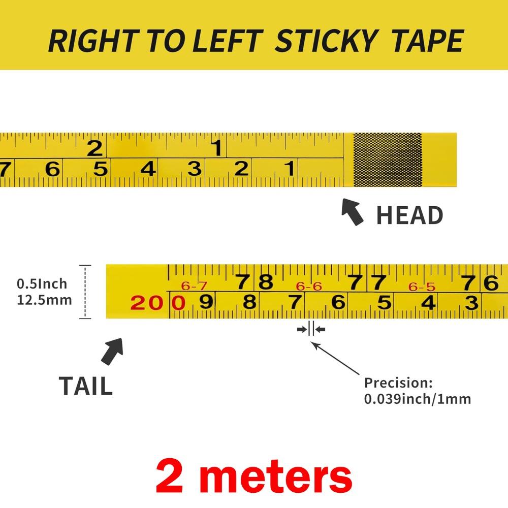 Durable Self-Adhesive Measuring Tape Imperial and Metric Scales Steel Metal Tape Measure Left-Right Reading Ruler Drafting