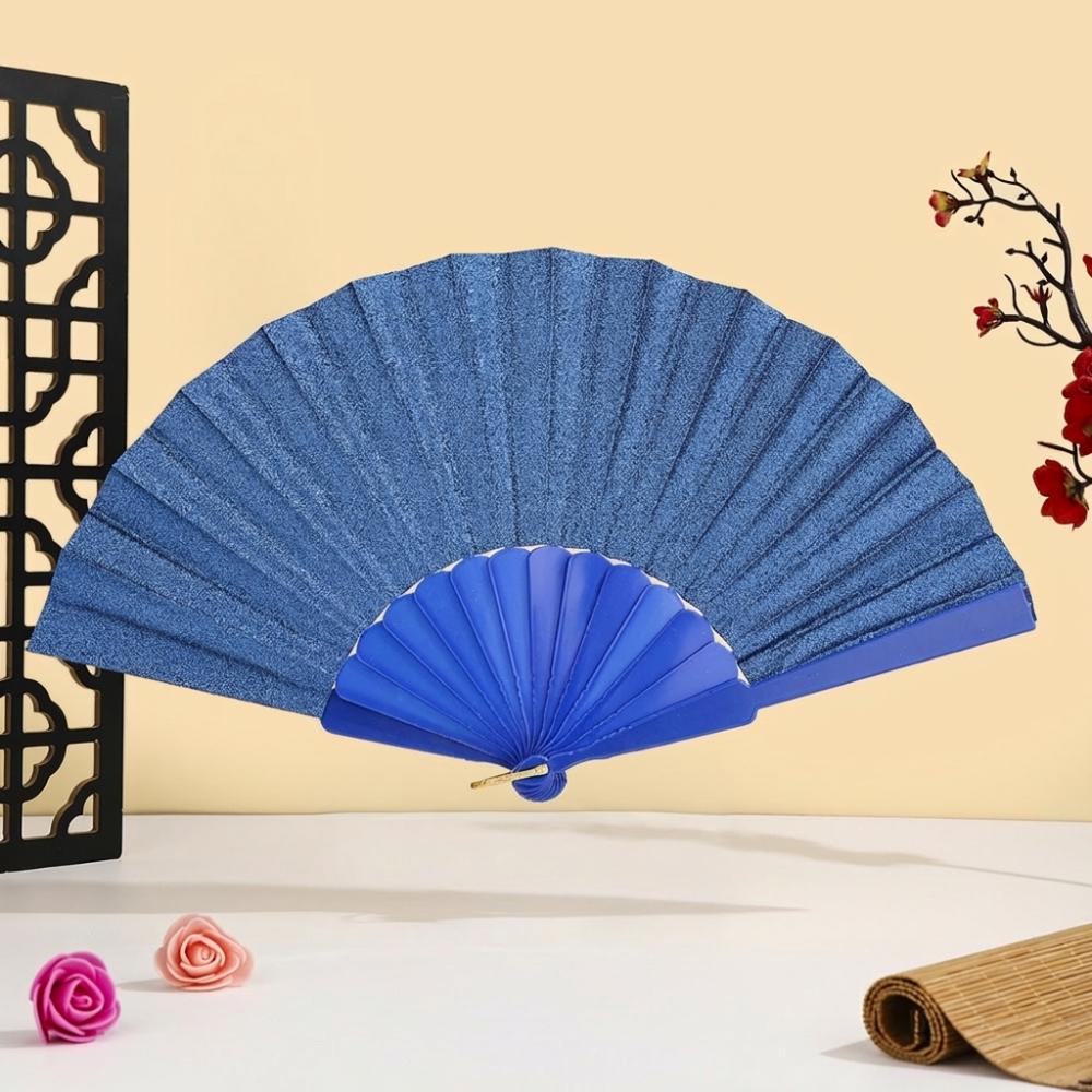 Leuchtender Falt-Handfächer Unifarbener Klassischer Fächer Leichter Kunststoff Glitzerfächer Festivals