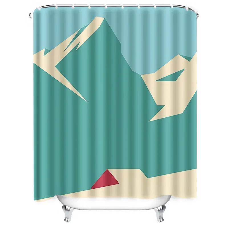 

Stylish Mountain Scene Shower Curtain For Modern Bathroom Decor - Creative And Unique Design Durable And Waterproof Easy-Clean W60H190(CM)-1 Pcs