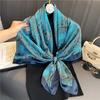 Blue Pattern 111cm Imitation Silk Travel Silk Scarf Dual-purpose Fashion Scarf Scarf Sunscreen Versatile Temperament Shawl
