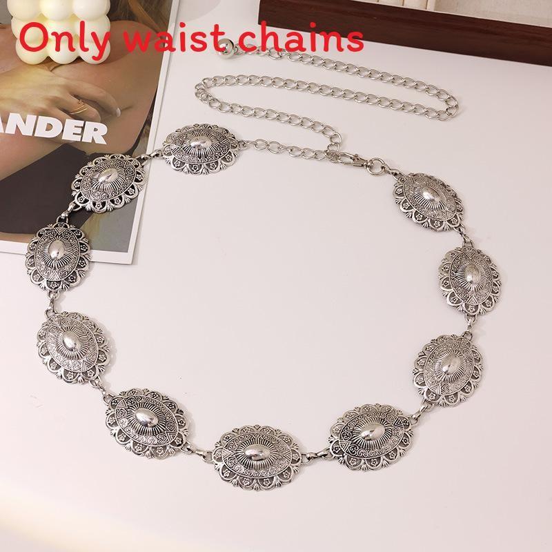 Retro Metal Waist Chain With Geometric Design For Boho Women Accessories