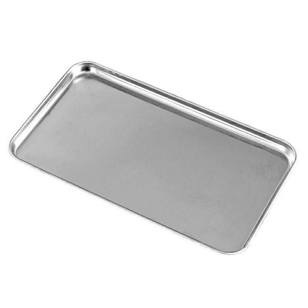 Food Grade Stainless Steel Tray Rust Resistant Storage Metal Food Serving Plate Rectangular Food Organizer Baking Pastry Tray