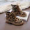 Leopardenmuster Fleecegefüttert Mädchen Kinder Martin Knöchelhohe Stiefel Bequem Warm Lässig Winterstiefel
