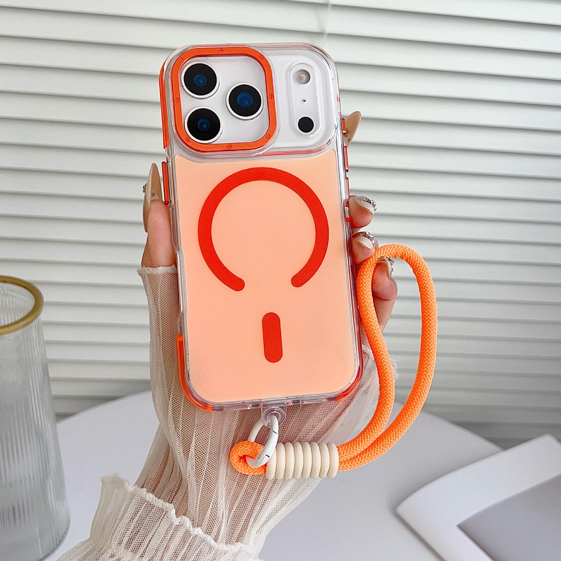

Магнитный чехол для телефона Xuncai Chameleon для Apple 17 Pro Max с противоскользящим шнурком и металлическими кнопками iPhone 17 Pro Max