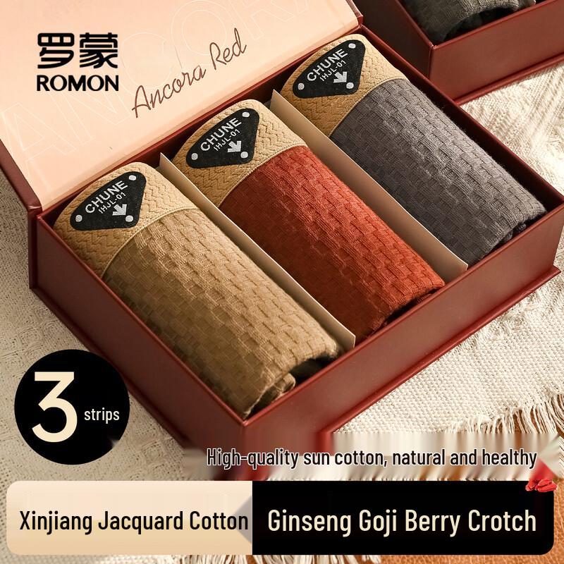 ROMON Men s Pure Cotton Antibacterial Boxer Briefs (3-Pack) 3XL