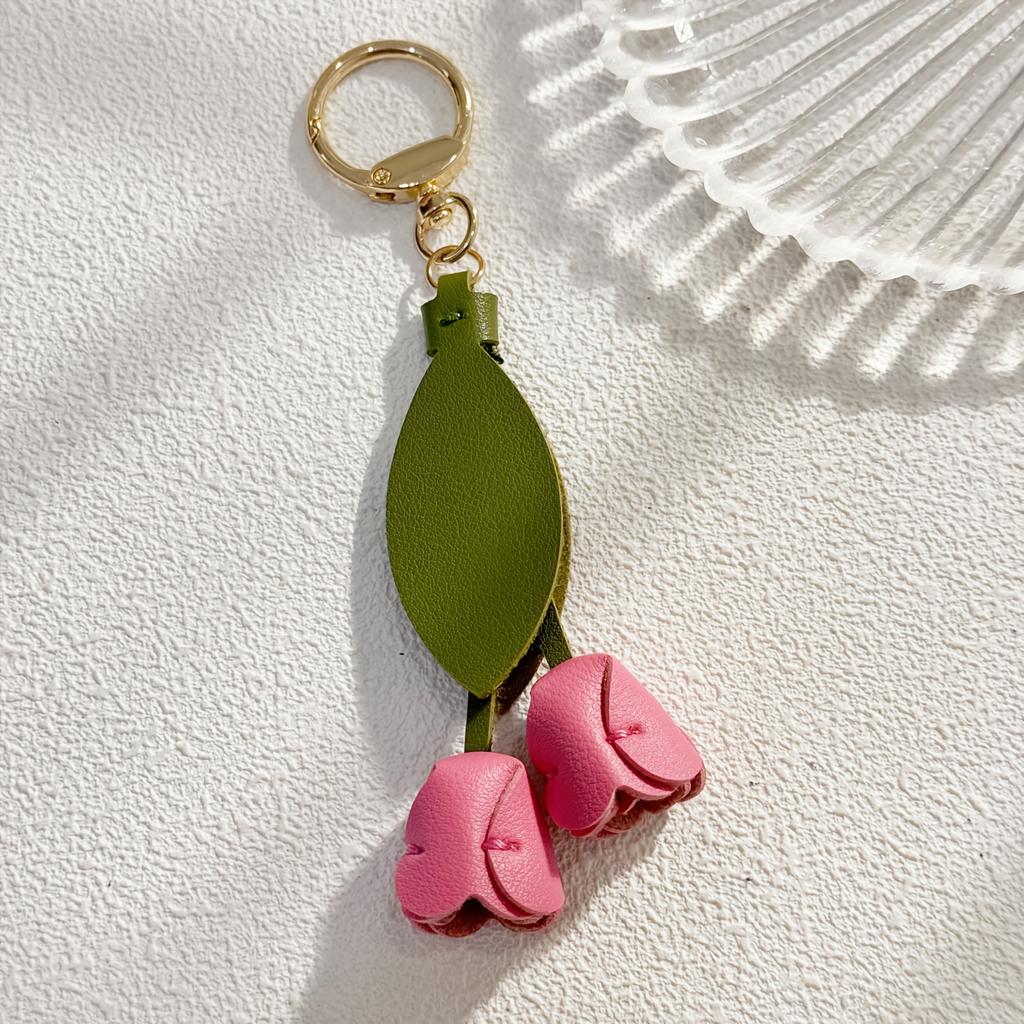 1pc Women's Key Ring, Keychain Sweet Creative Cute Colorful Flower Tulip Pendant, for Daily Wear Bags and Clothing Pendant Decor