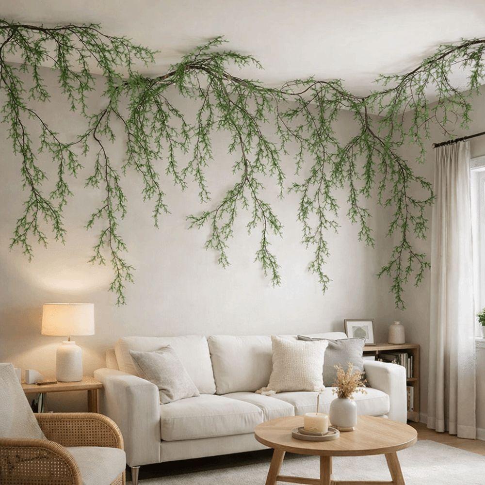 Simulated Green Artificial Black Bone Vine Evergreen Flexible Fake Hanging Ivy Plants Built-in Wire DIY Ornamental Vines Garden