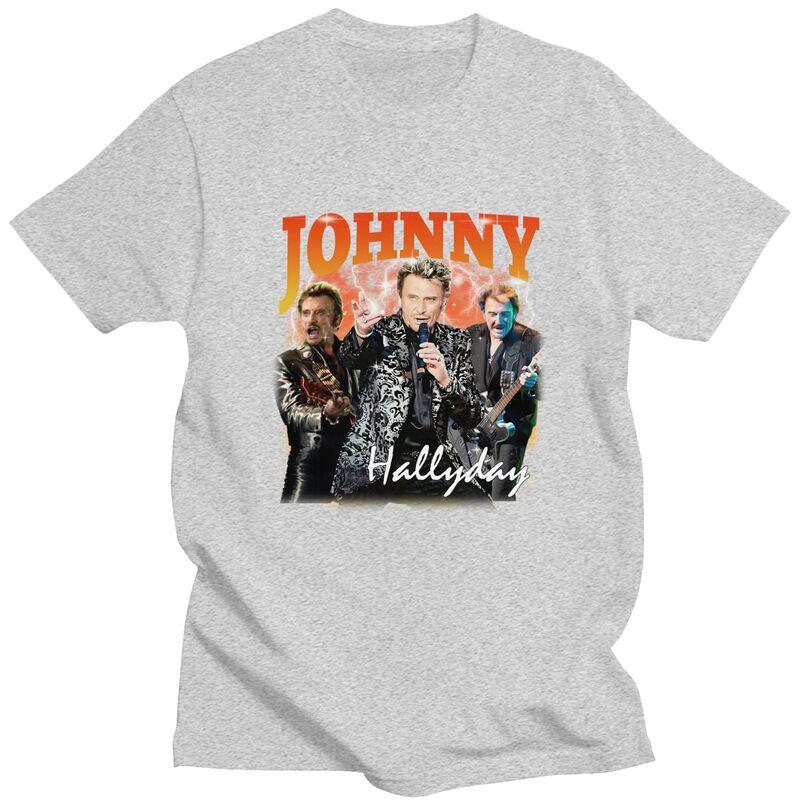 Custom Johnny Hallyday T Shirt Men Short Sleeves 100 Cotton Tshirt Casual French Singer Rock Music Tee Tops Fashion Tshirt