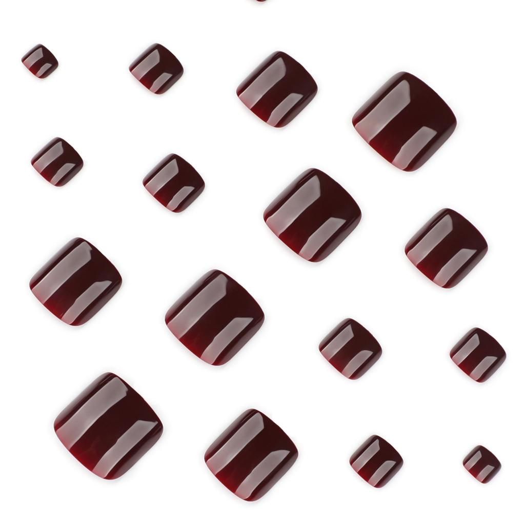 Elegant Wine Red Press-On Toe Nails – High-End Wearable Nail Art