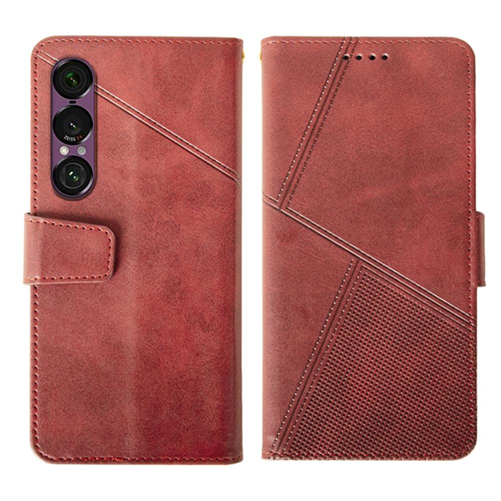 

IDEWEI For Sony Xperia 1 VII Case Leather Wallet Phone Cover Stand Calf Texture Red