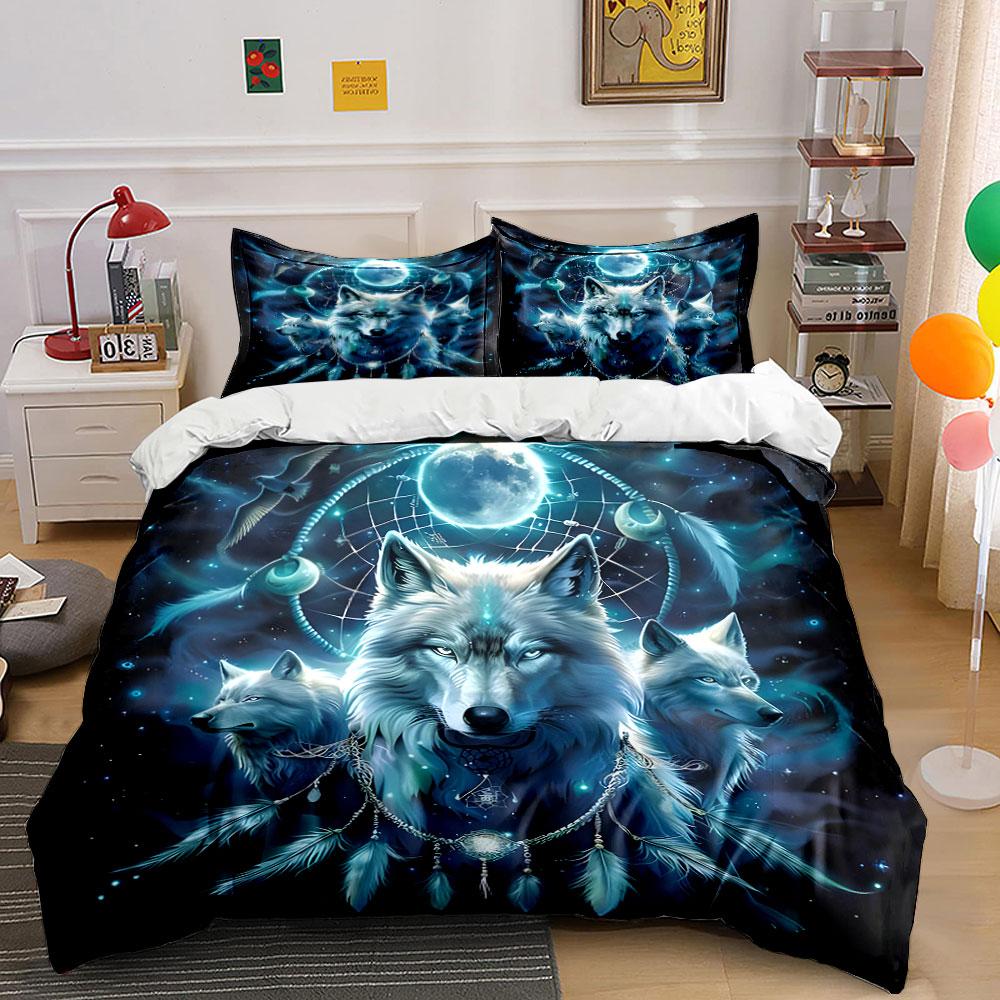 Wolves, Moon, Feathers, Dreamcatcher. Bedding Sets Duvet Cover Sets Duvet Covers Pillowcases(1 * Duvet Cover 2 * Pillowcases Without Duvet Insert)