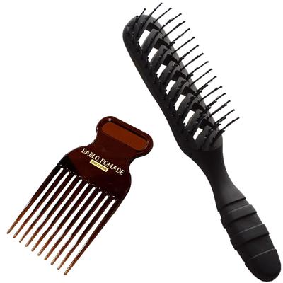 BABLO POMADE Afro Comb with Skull Brush Coarse Barber Perm Comb Set, Men's Comb, Perm, Pomade, Comb,