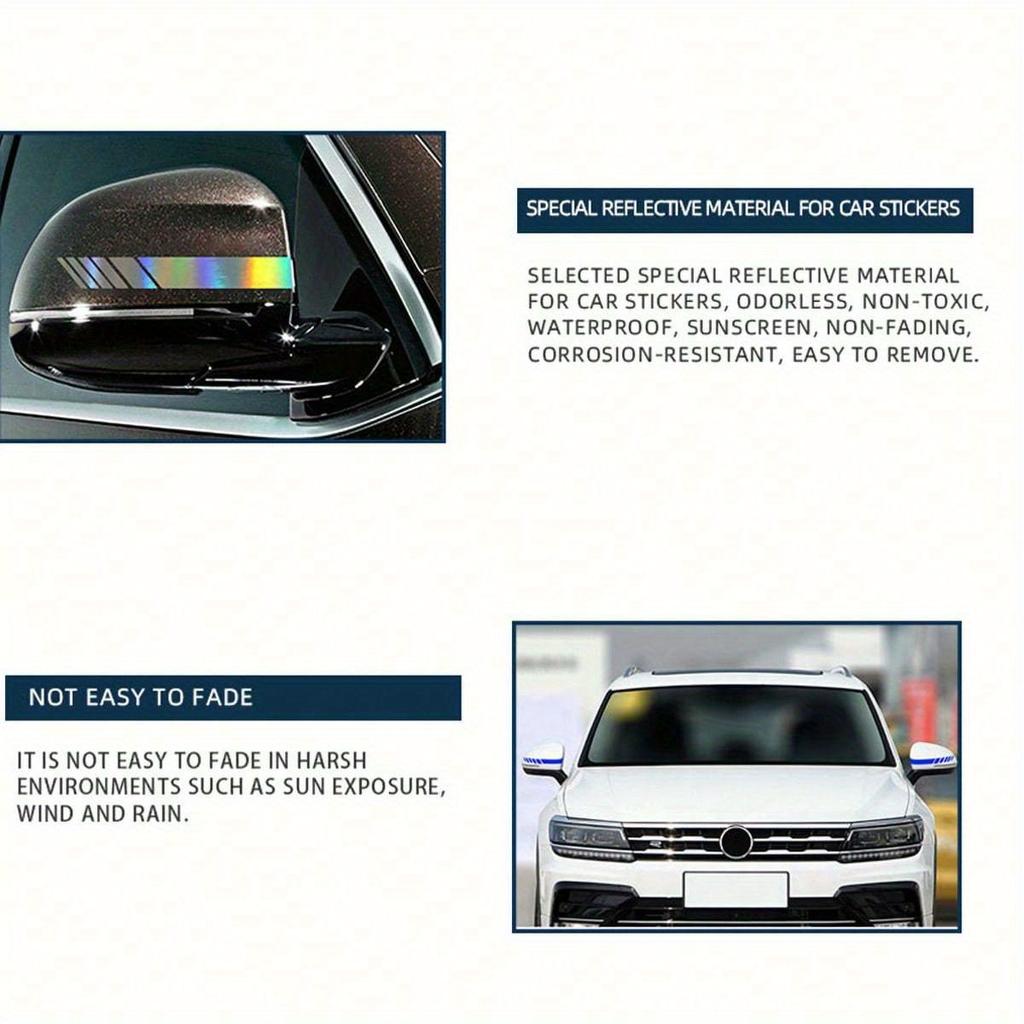 2 Stück Rückspiegelaufkleber Universelles Autostyling PET-Aufkleber Rückspiegeldekoration Aufkleber Streifen Autozubehör