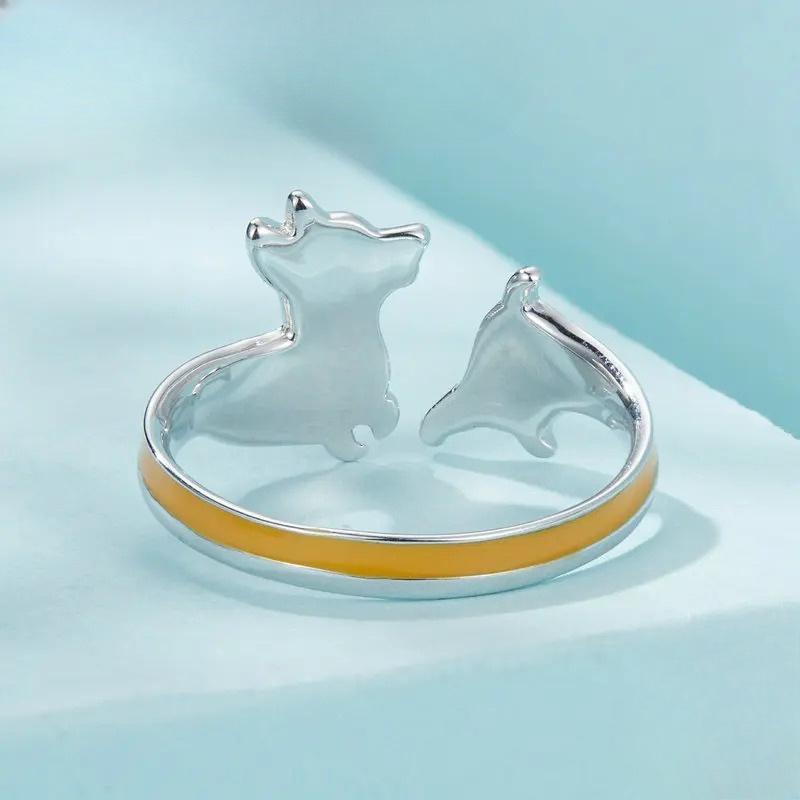 Cute Corgi Dog Open Ring Ladies Girls Exquisite Jewelry Party Birthday Anniversary Gift Selection