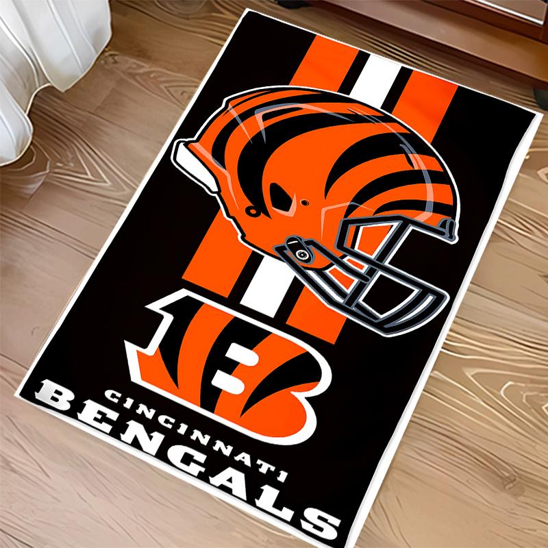 1pc Cincinnati Bengals LOGO Print Area Rug - Soft,Washable Non-Slip Indoor Mat for Office Chairs,Living Room,Home Office Decorative Rug
