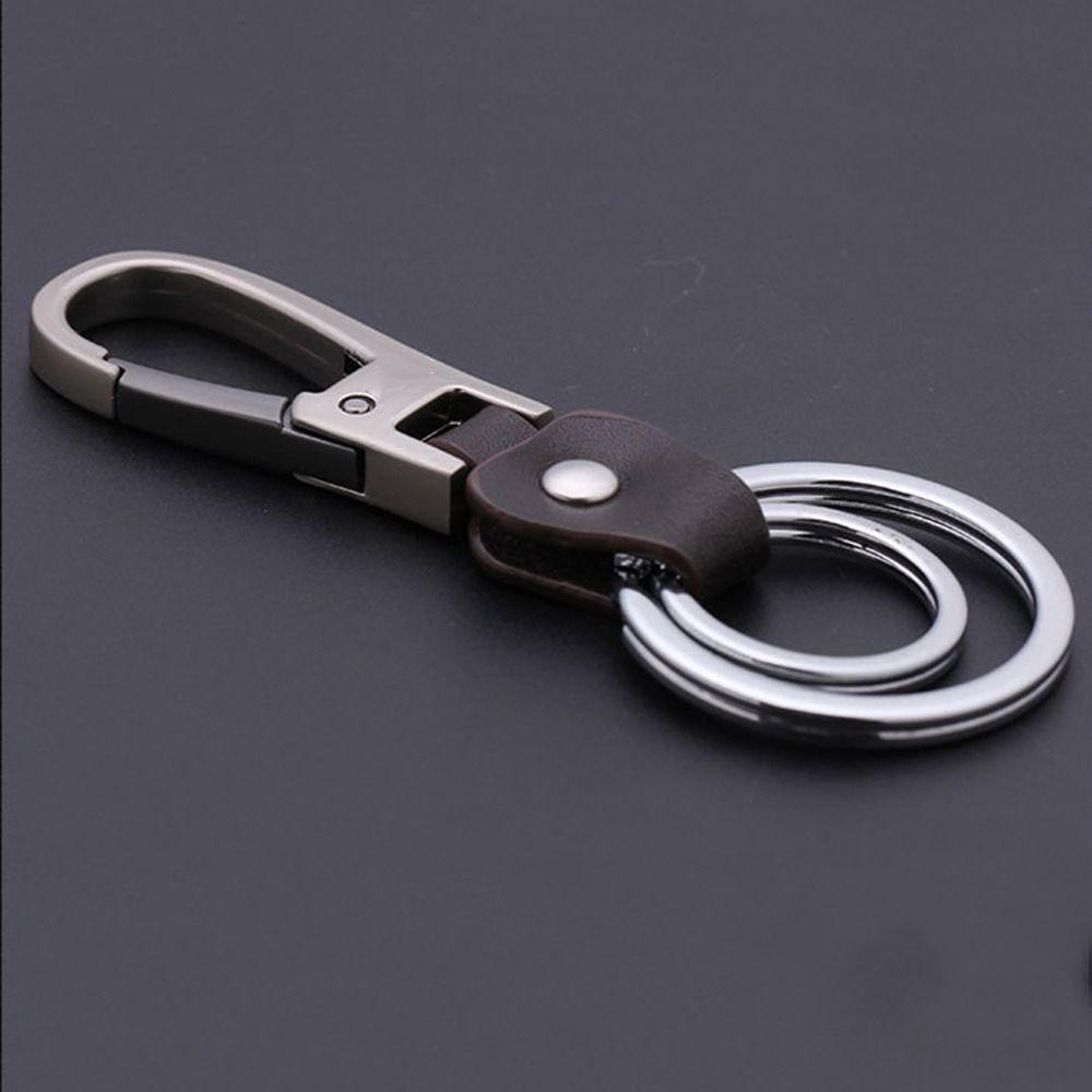 Metal Classic Car Key Chain Cowhide Bag Pendant Creative Key Ring Hanging Buckle  Unisex