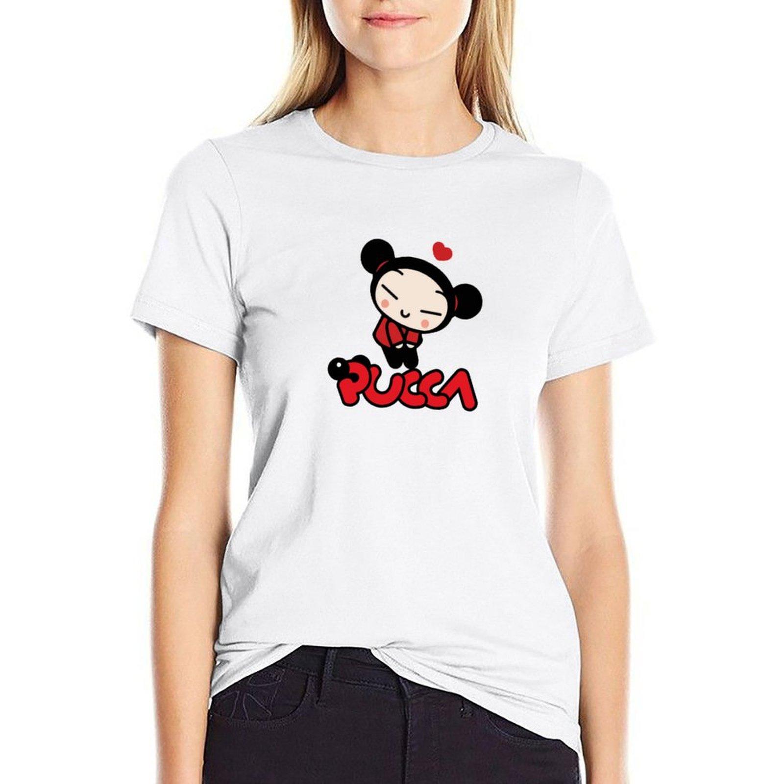 

Футболка Pucca Love Garu, блузка, симпатичные топы, футболки с графикой для женщин S белый