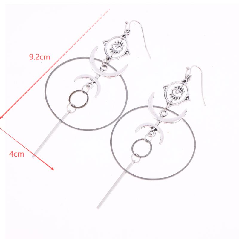 Exaggerated Moon Crescent Devil Eye Large Circle Long Earrings For Women Vintage Jewelry Gift Accessories
