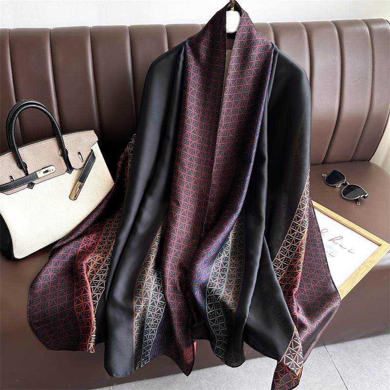 

Luxury temperament hot-selling imitation silk printing silk scarf m li brocade premium shawl large long scarf new 180*88cm