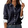 Damen-Hemdbluse, bedruckt, Knopfleiste, langärmelig, lässig, Basic, Hemdkragen, normales Oberteil