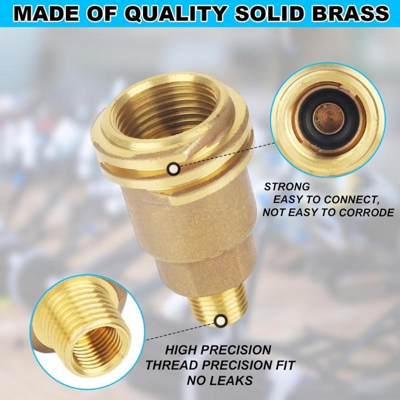 Solid Brass Propane Hose Adapter 1/4" Male Thread Conversion Kit Simple Installation for Gas Grill & Heating Devices