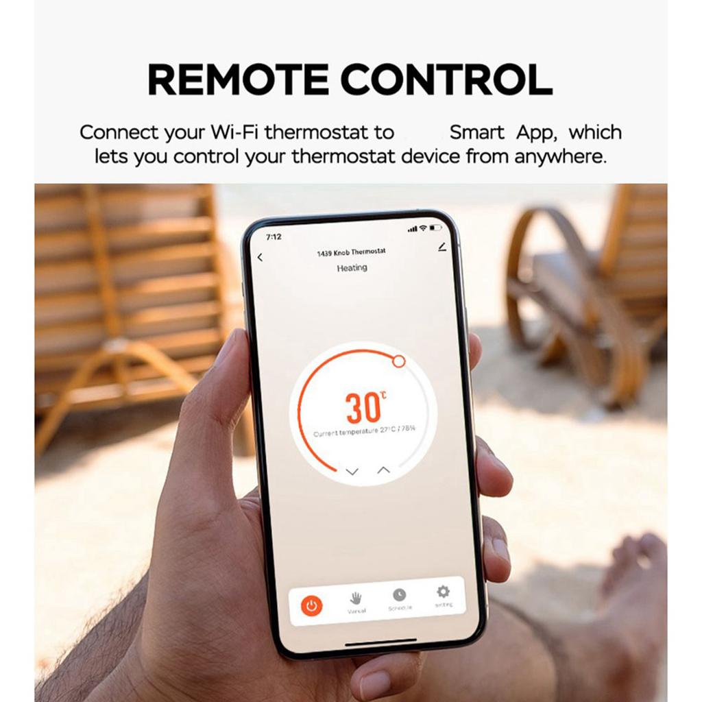 Smart Thermostat for TUYA 1.32in TFT Screen Touch Knob Voice WIFI Temperature Controller with Ambient Lights for Home