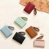 Portable Solid Color Card Bag Multiple Card Lady Short PU Purse Women Folding Wallet  Work