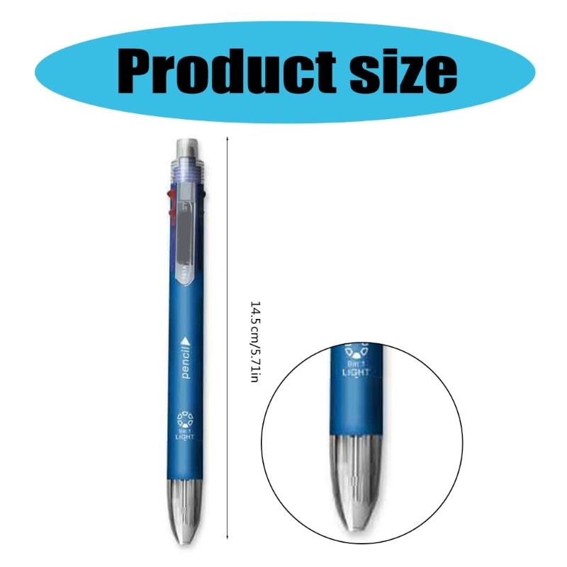 Multifunction Multicolored Ballpoint Pen Mechanical Pencil, 5-Color-in-1 Retractable Ballpoint Pen for School Office