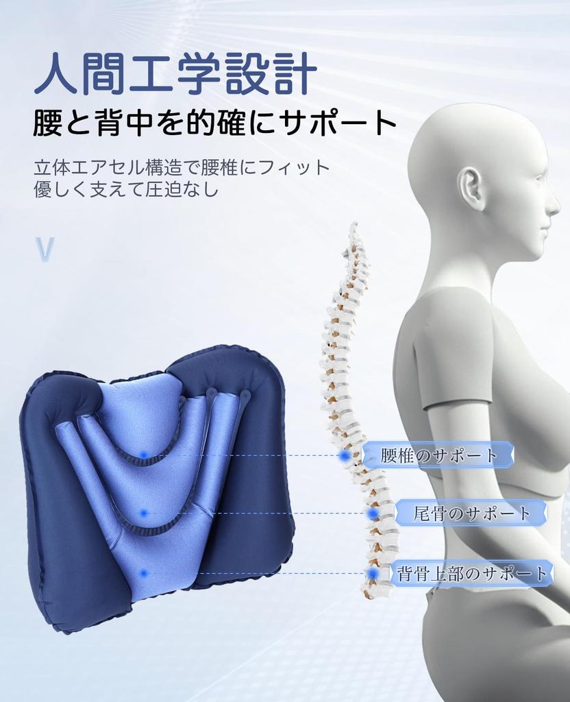 UULANFA Back Pain Relief Lumbar Comfortable for Airplane Night Air Foldable [2025 Model] Cushion, Pillow, Travel, Office, Bus, Shinkansen, Backrest,