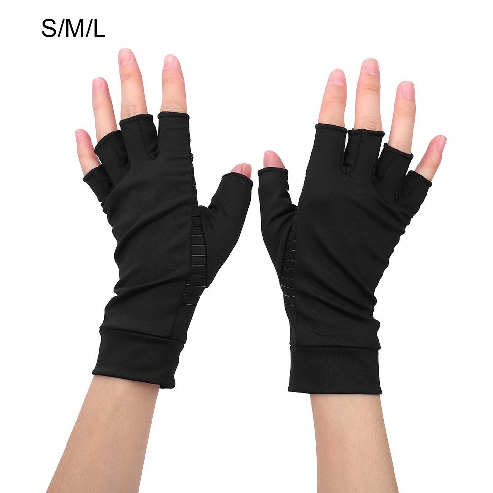 1 Pair Open Finger Arthritis Compression Gloves Copper Infused Content Therapy Gloves