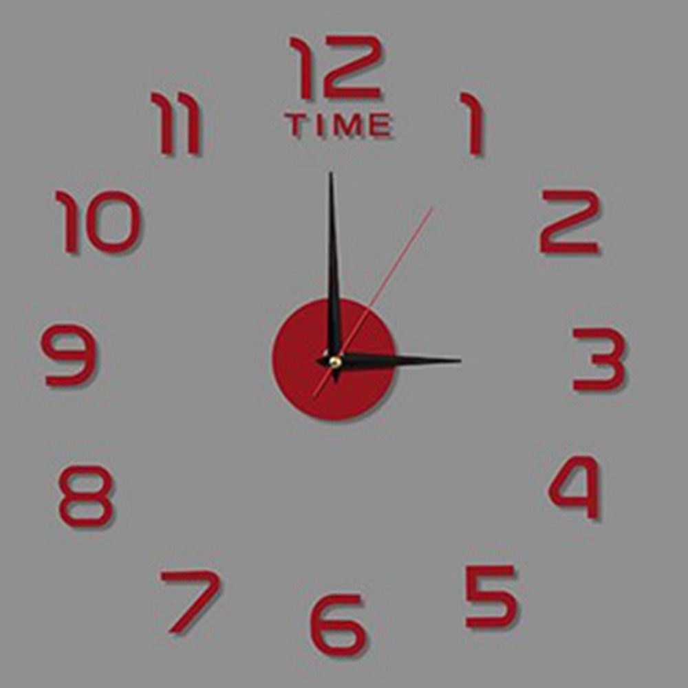 Environmentally Friendly Acrylic Frameless Design DIY Decal Clock Wall Sticker Mirror Stickers S красный