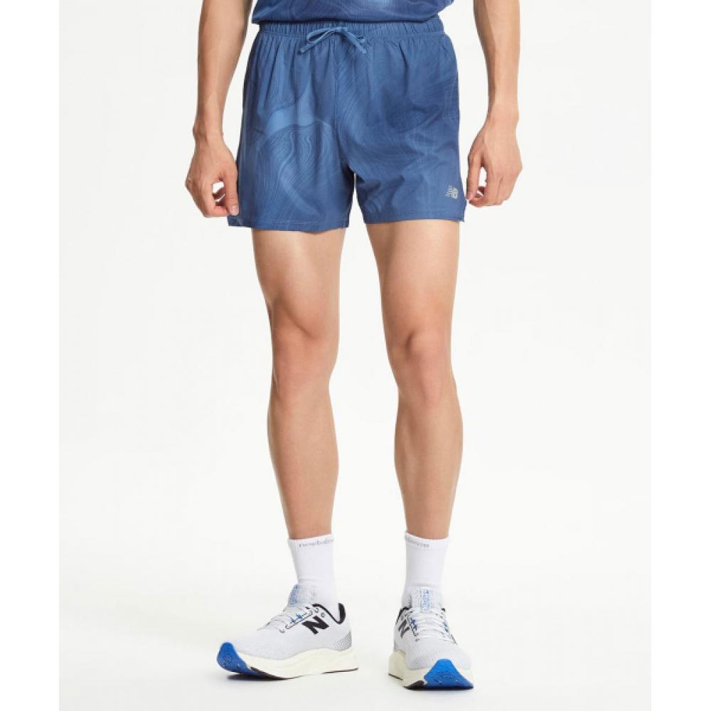 

New Balance Nbnve4p051 Ms43285 Men Rc 4 Part Print Shorts Blue 50 BLUE/M 080