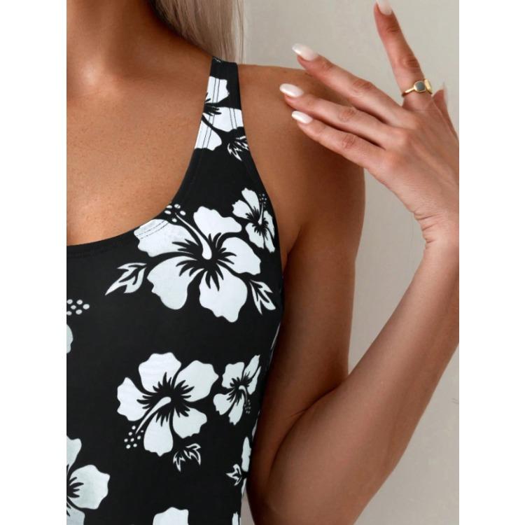 Charming Slit Skirt Knot Flower Design Slim Waist Backless Bikini Swimsuit For Beach Vacation