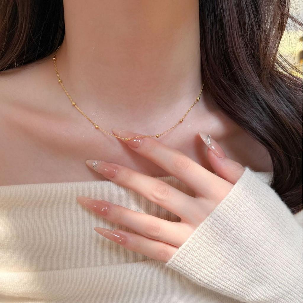 18K Gold & Sterling Silver Round Bead Choker Necklace