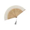 Ventoinha de Mão Dobrável com Borla Clássica Oriental 22cm Ventoinha Dobrável Chinoiserie Ventoinha de Mão Ventoinha de Bambu e Seda para Presente de Casamento