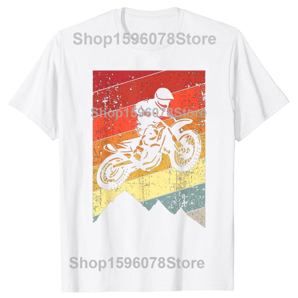 Motocross Bike Vintage Dirtbike Gift Racing Retro Dirt Bike TShirt Moto Shirt Streetwear Men Clothing Pure Cotton Tops Camisas