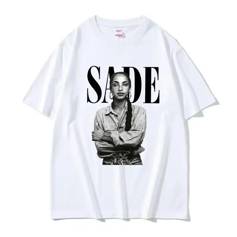 90s Singer SSade Print Graphic T Shirt Men Women Hip Hop Vintage Short Sleeve Tshirts Cotton Oversized Tshirt Streetwear
