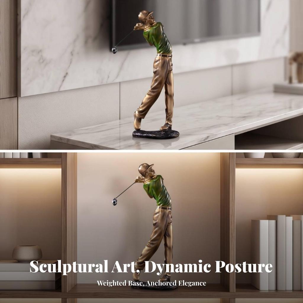 Golfer Figurine Sculpted Golf Modern for Office, TV Cabinet, Golfers