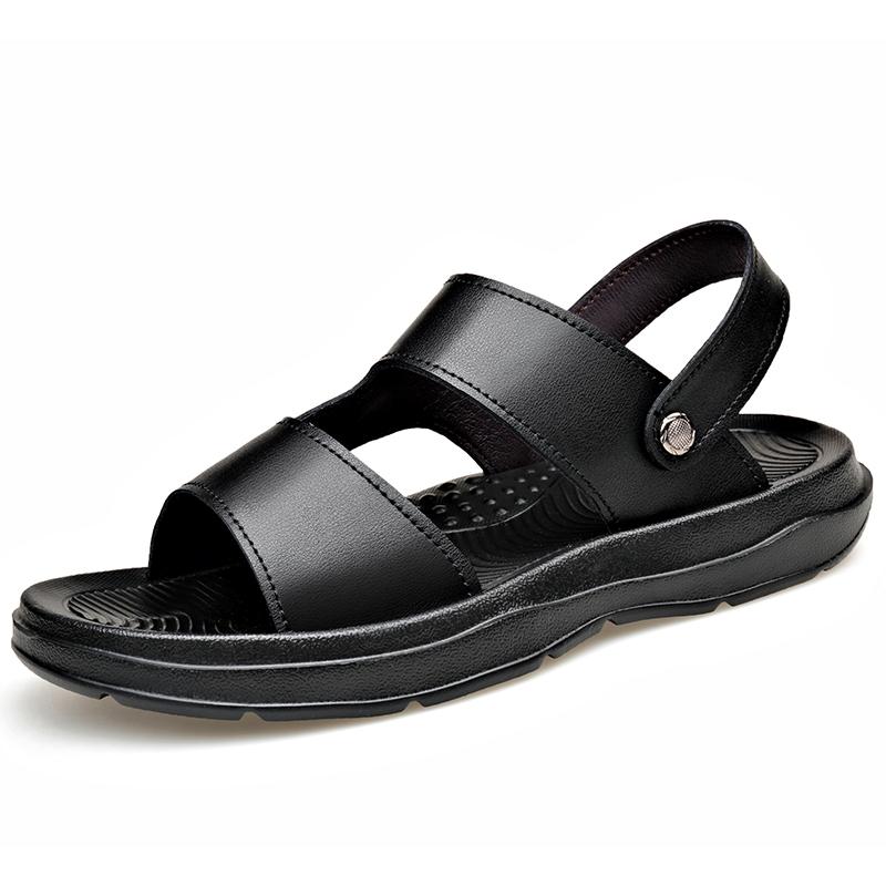 Fashion Dual-Purpose Mens Slides Classic Leather Quick-Dry Slippers Comfortable Male Sandals New Arrival Beach Shoes Wading Aqua Shoes