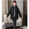 Winterverdickte Mittellange Steppjacke Damen Locker Große Größe Kapuzen-Steppjacke Mode Steppjacke Kältefest