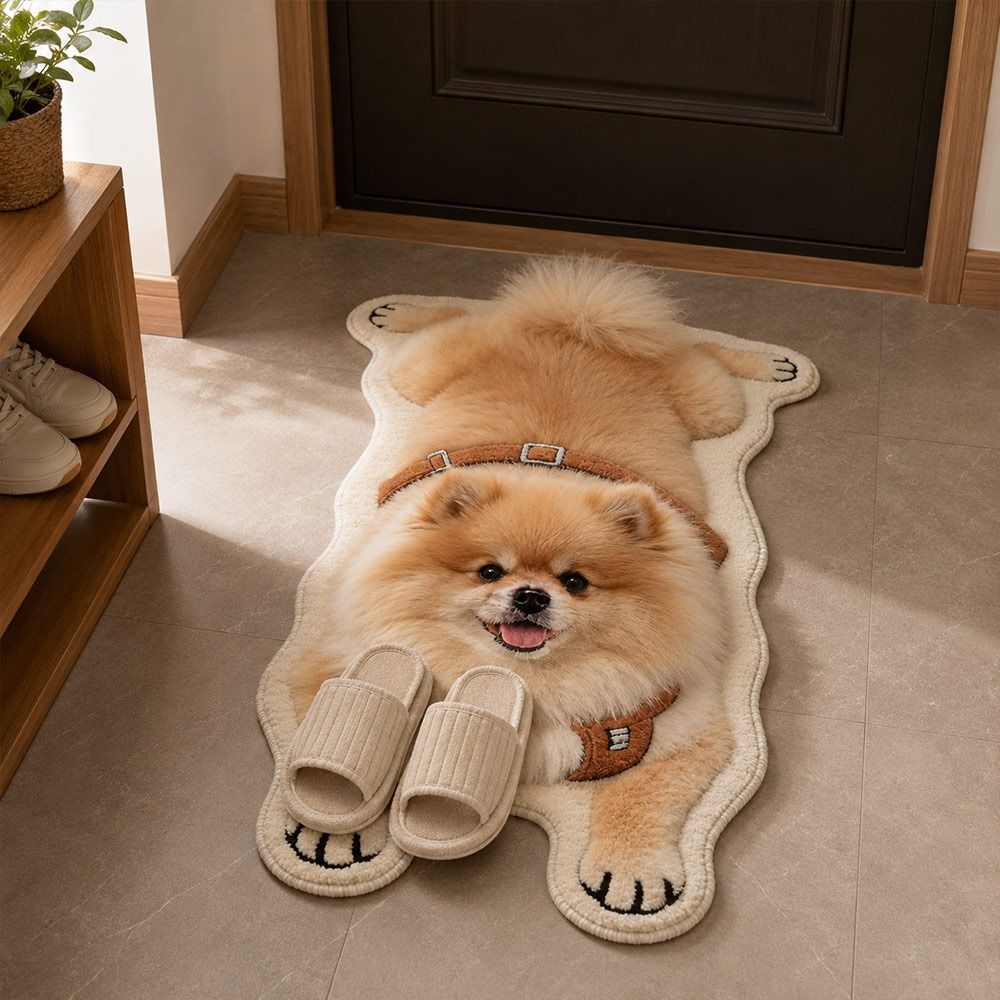 Pet Theme Rug Dog Shaped Rug Decorative Carpet Animal Floor Mat Bedside Floor Decor