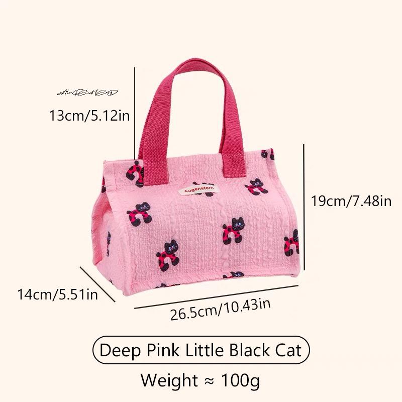Flower Print Lunch Bag High-Value Student Handbag Convenient Portable Meal Carrier All-Match Floral Tote for Picnics & School