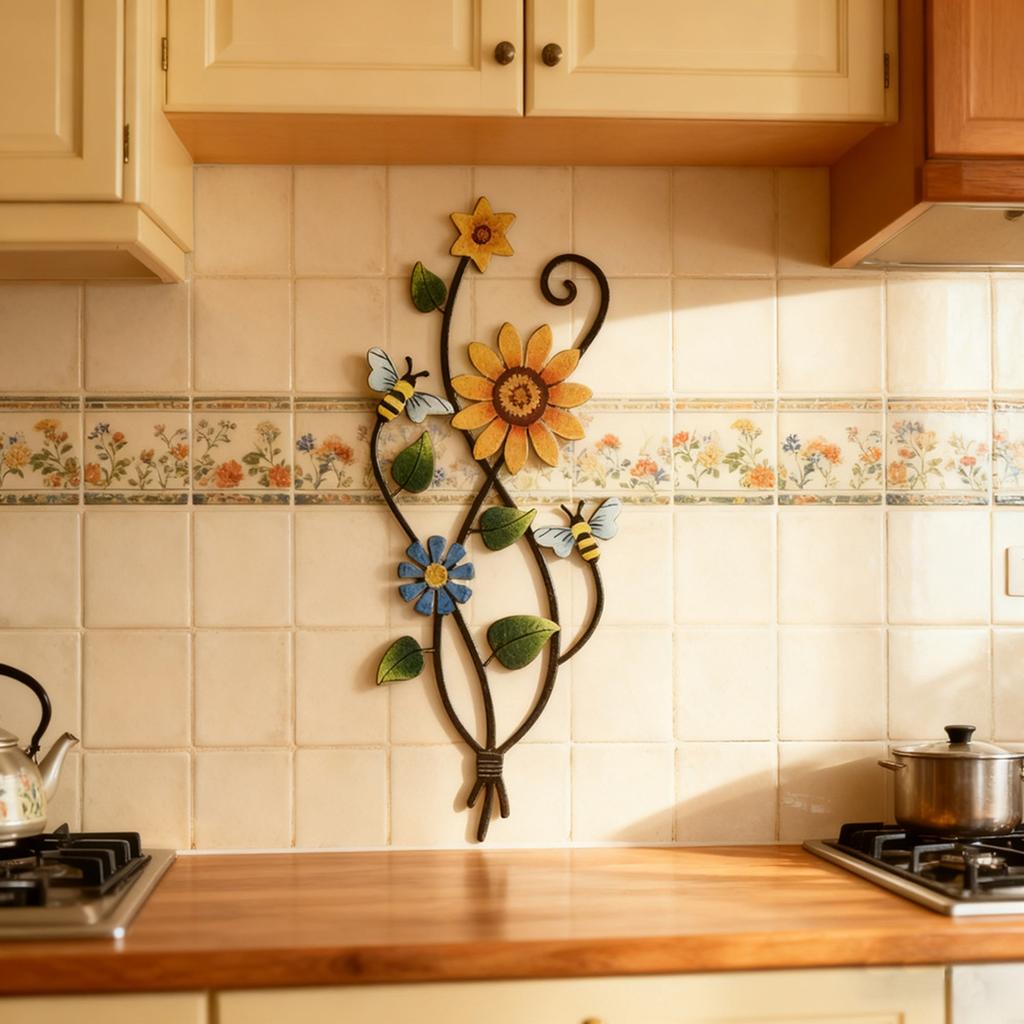 Metal Wall Art Flower Sculpture for Garden and Patio Decorative Hanging Indoor Outdoor Wall Mounted Craft Ornament