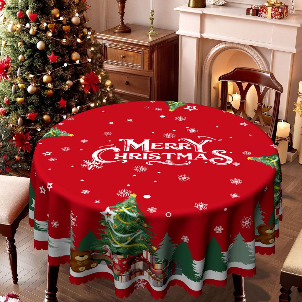 Christmas Tablecloth, Rectangular Dining Table Cloth, Santa Claus Snow Print, Coffee Table Tablecloth