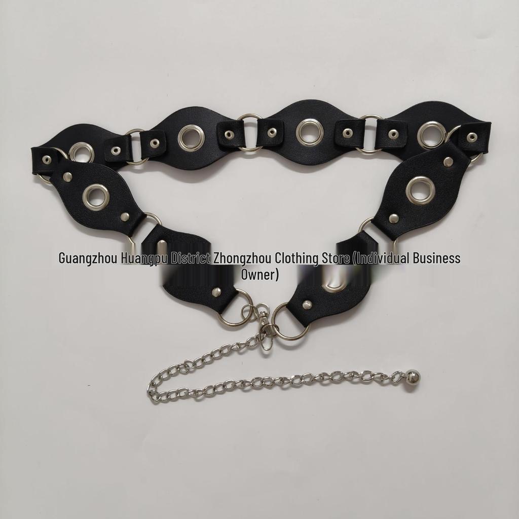 Women's Retro Western Cowboy Style Rivet Belt with Vintage Metal Buckle - Coffee.