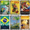 Nostalgisches Brasilien Metallposter Vintage Reise Metall Blechschild Dekorative Platte Heimbar Studio Wanddeko Metallplakette