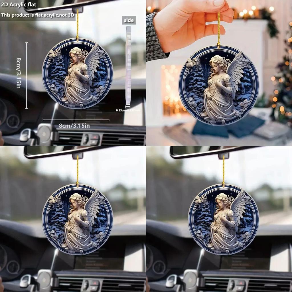 Acrylic Flat Surface Angel Car Pendant With Minimalist Design For Vehicle Interior Decor
