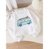 European sizes Van Surfboard Adventure Road Trip Girls' Crew Neck Fashion Sweatshirt, Autumn Winter Western Top, Long Sleeved Casual.