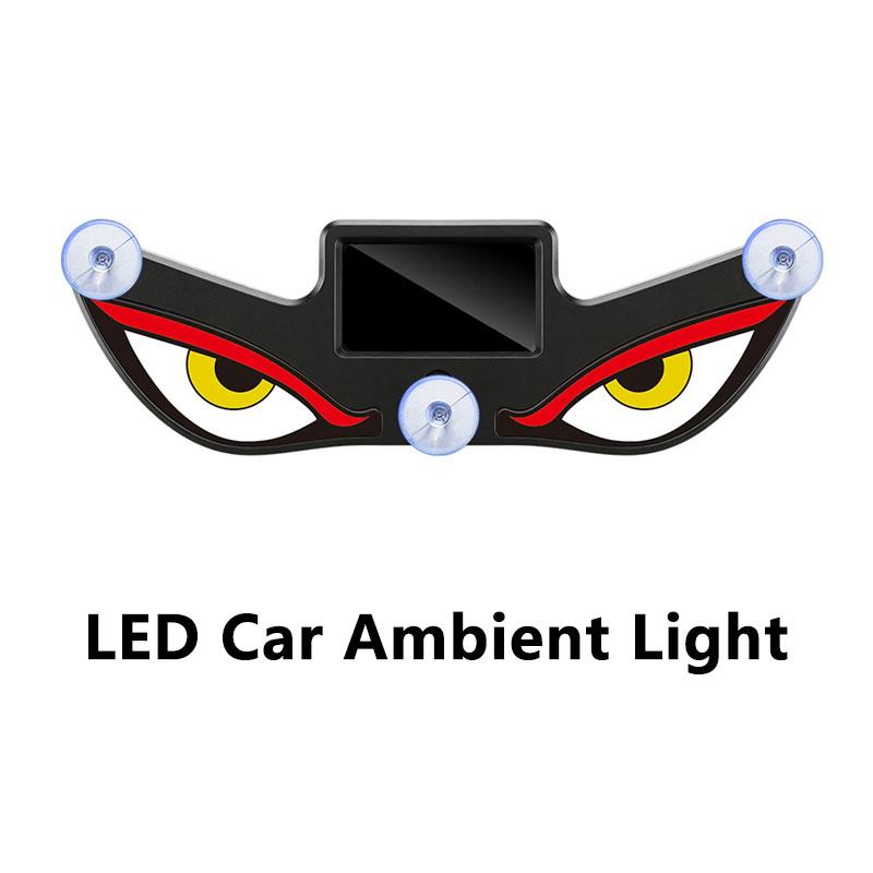 1Pc LED Dynamic Expression Neon Light Car Solar Devil Eye Light Rear Window Anti-Rear-End Warning Light 2026 Y1 red yellow white
